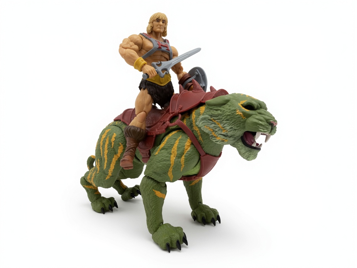 He-Man mounted on the Mattel Masters of the Universe Chronicles Battle Cat