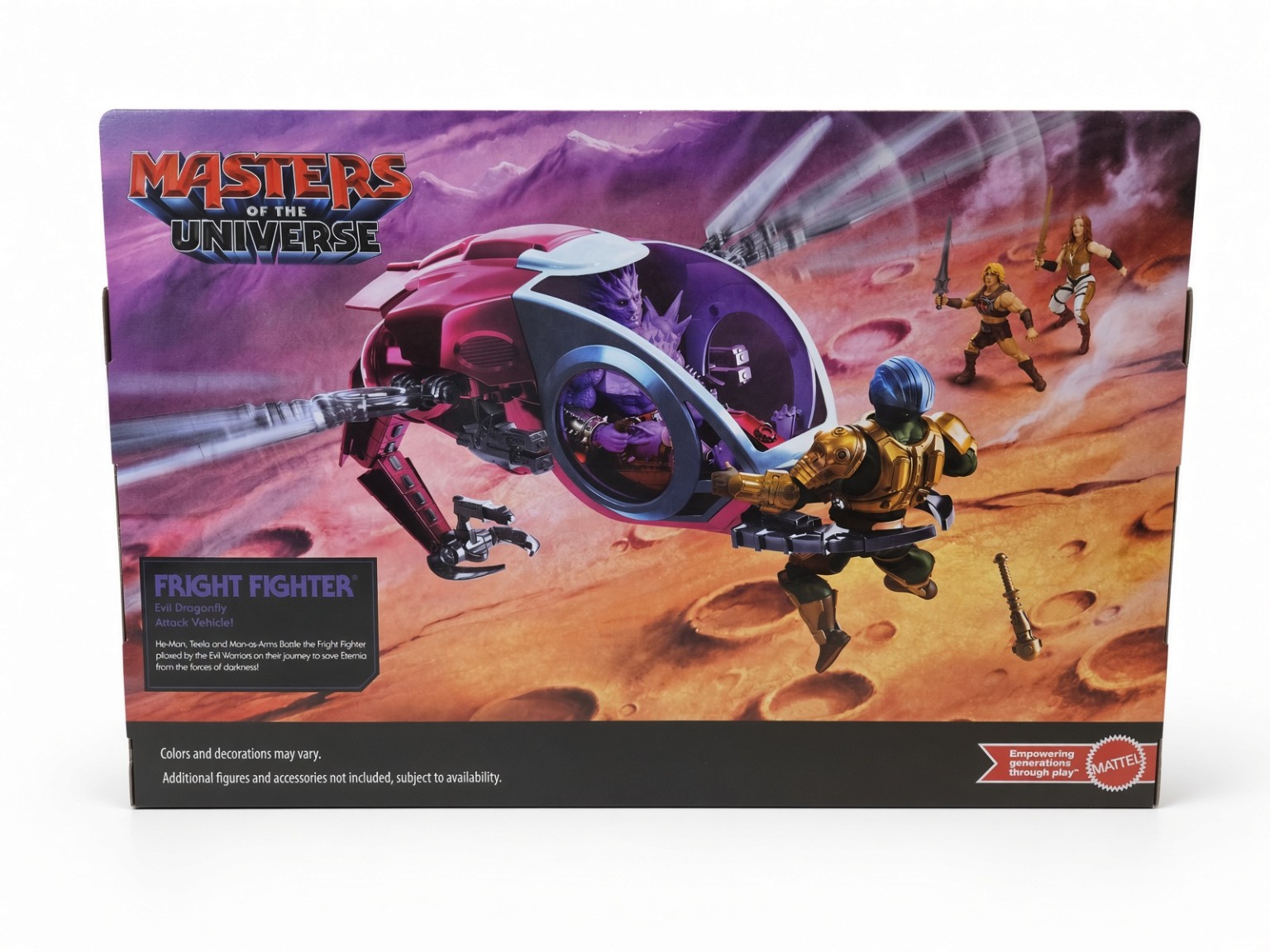 Back of Fright Fighter retail box showing illustrated vehicle and character figures.