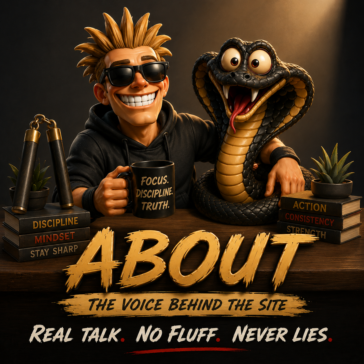 Kai and the Cobra Kai Never Lies host on the About page