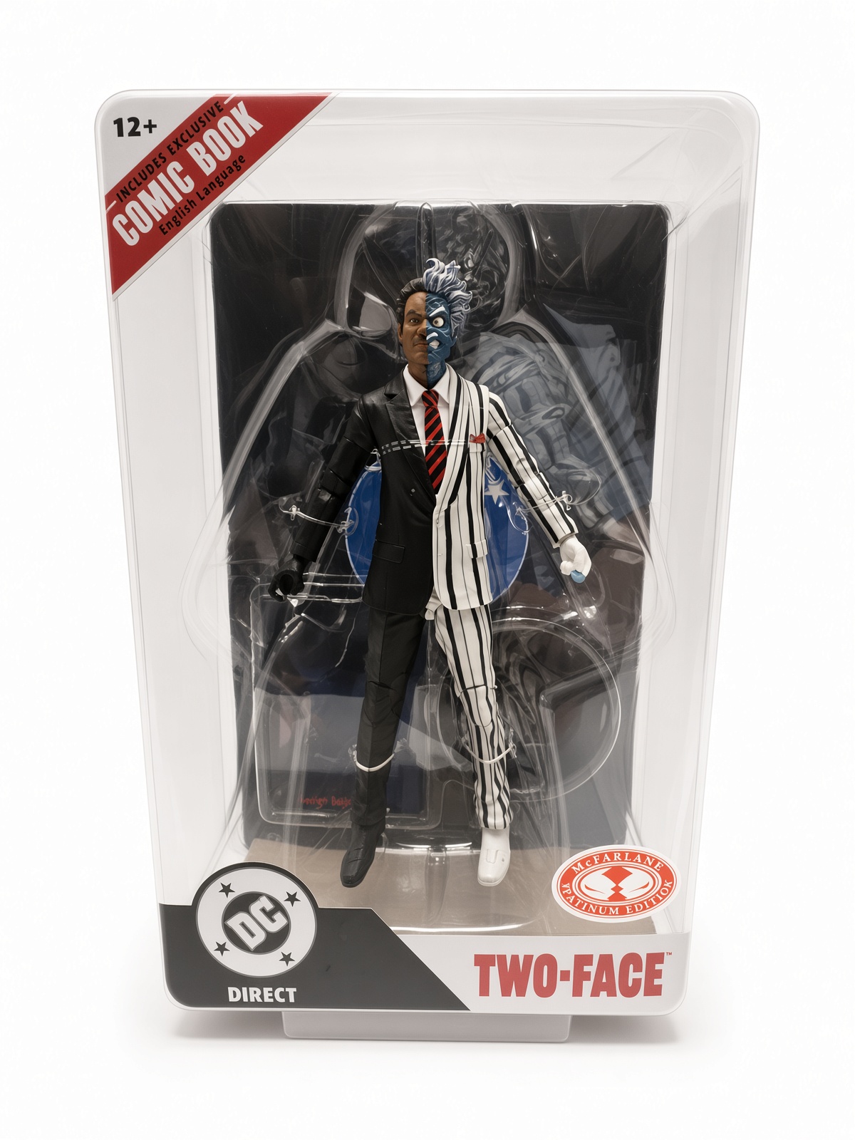 Alternate front view of the sealed McFarlane DC Direct Batman ’89 Two-Face Red Platinum Edition figure